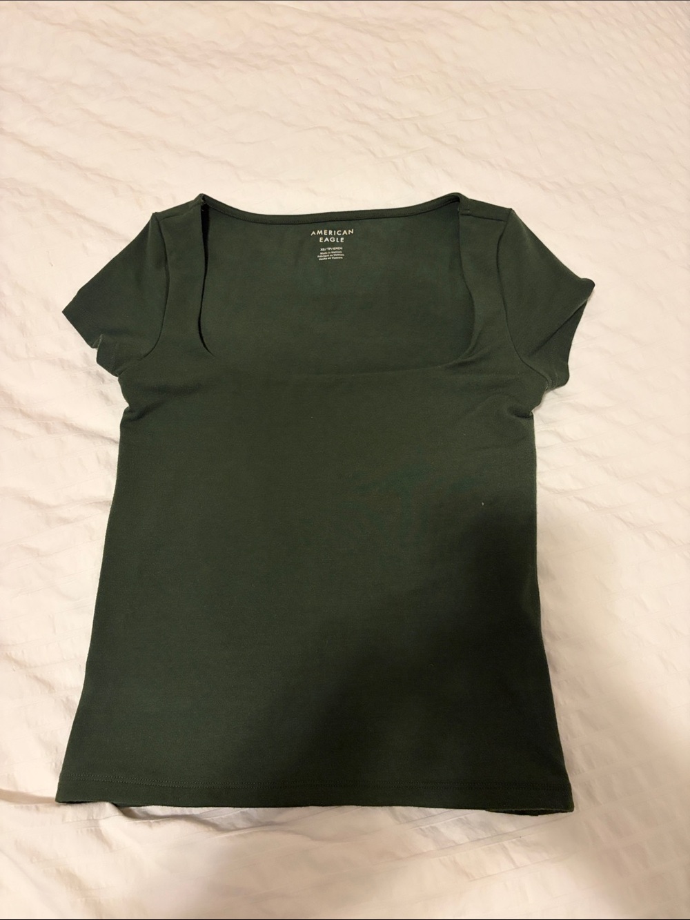 American Eagle Outfitters Dark Green Square Neck Short Sleeve Tee